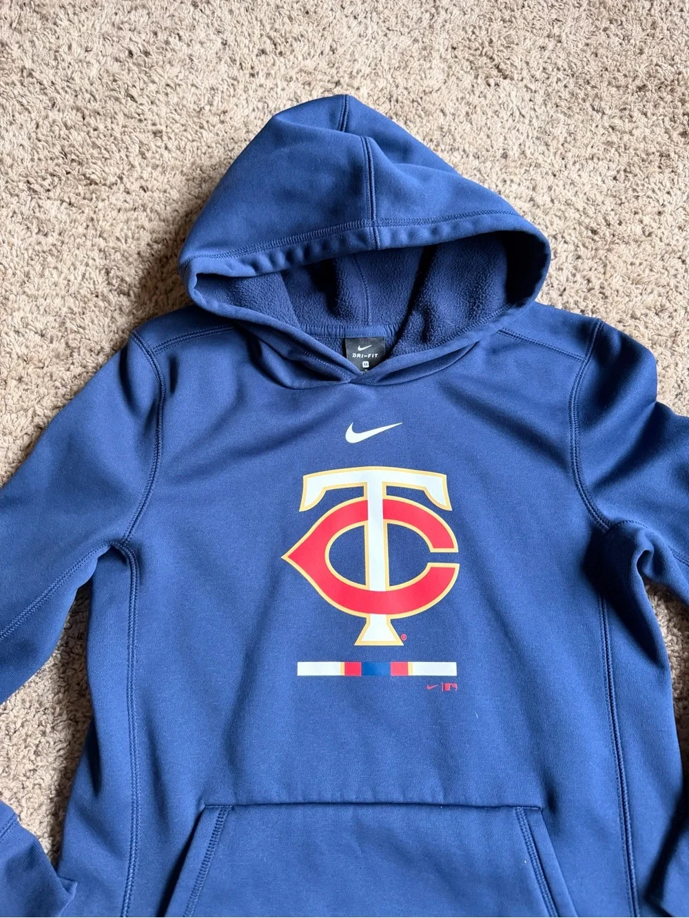 Nike Hoodie Sweatshirt Minnesota Twins Baseball Youth Medium Blue MLB